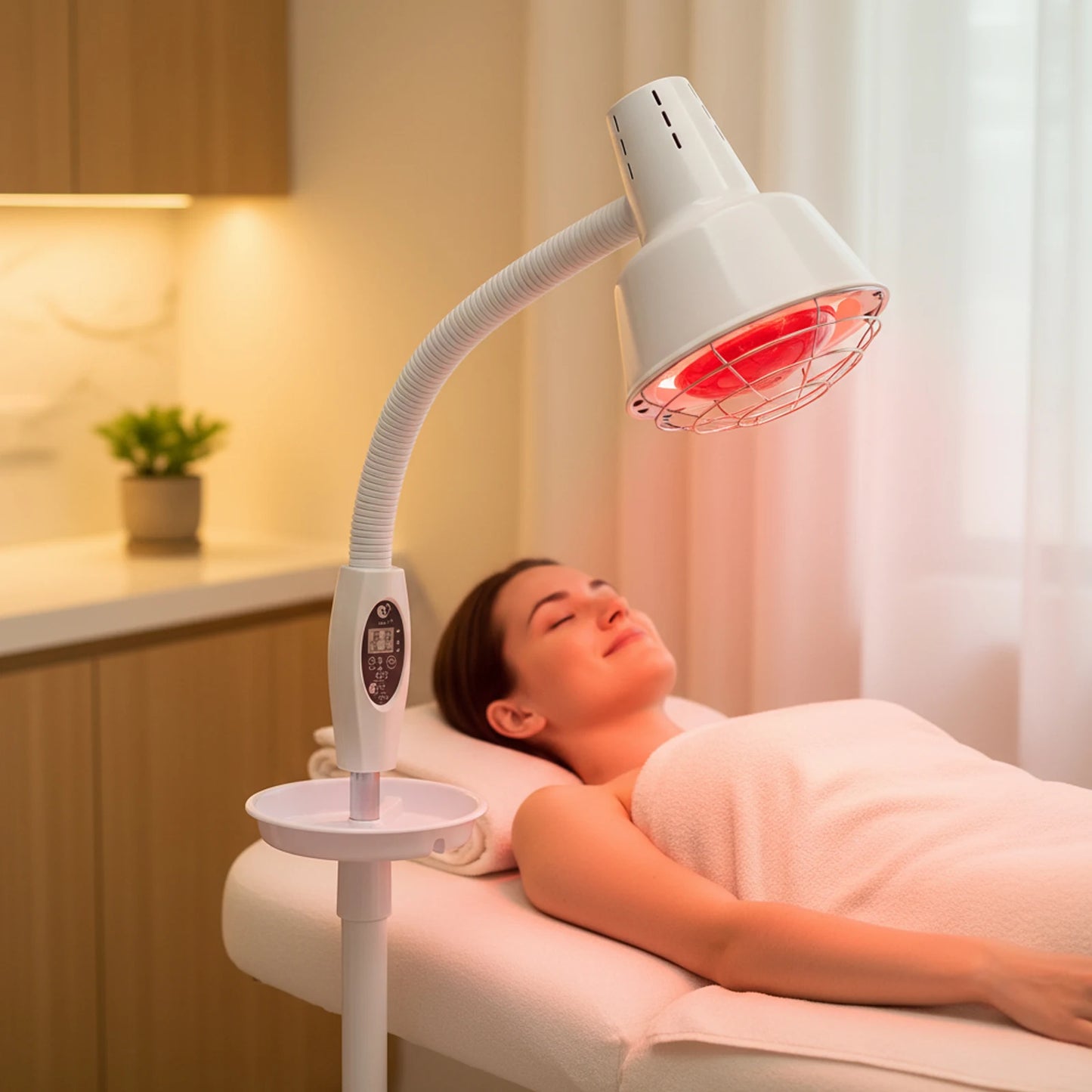 275W Infrared Heat Lamp Near Red with Flexible Arm & Remove Control Standing Lamp for Relieve Joint and Muscle Aches 110V