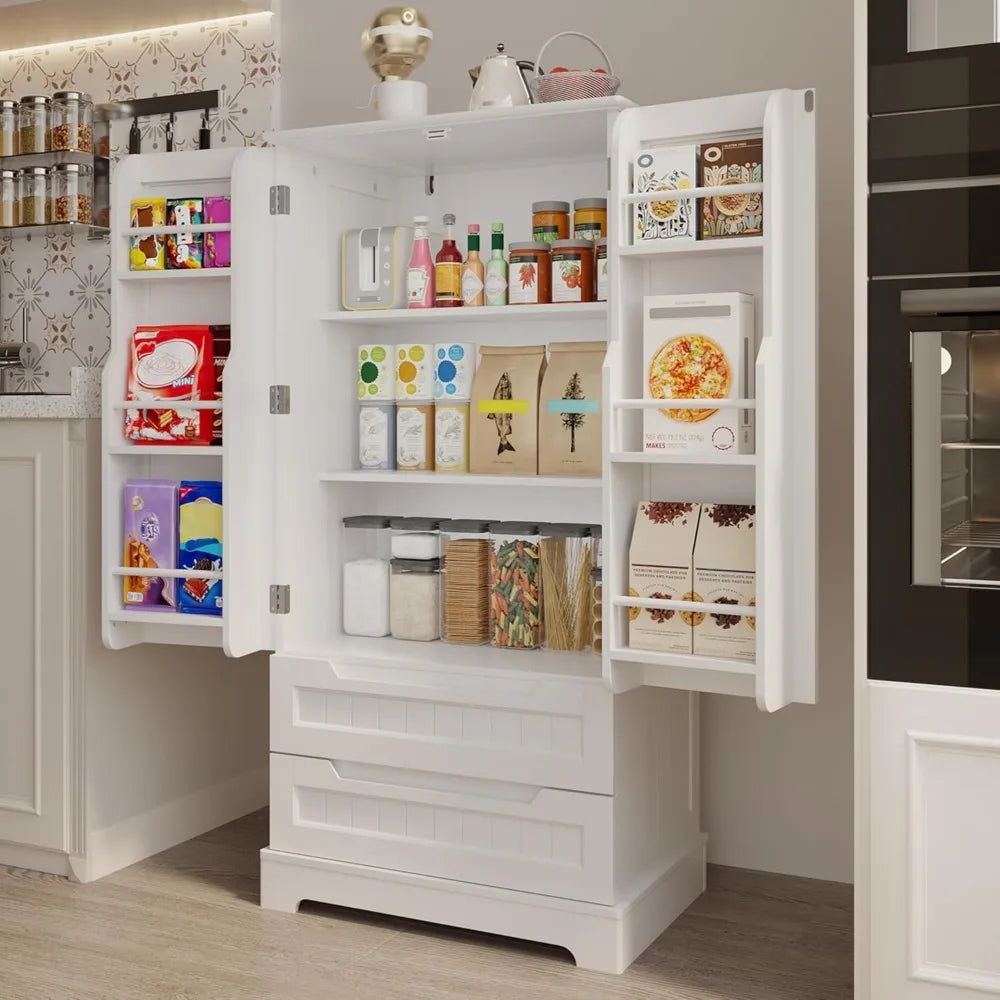 Kitchen Pantry Storage Cabinet with Drawers Freestanding Bathroom Storage Cabinets with Doors and Shelves, 47" Small Food
