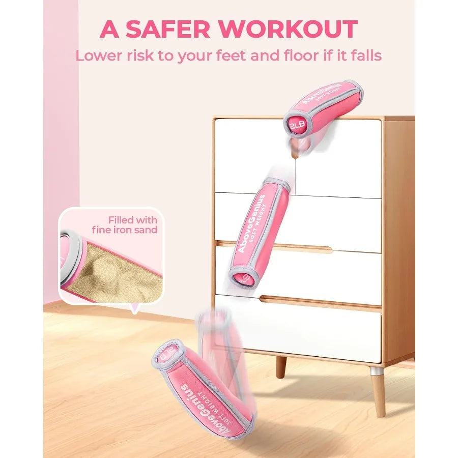 Hand Weights for Women Men, Soft Dumbbells Set of 6(1lb 2lb 3lb Each Pack) for Dumbbell Walking Weight Sets with Hand Strap, Pin