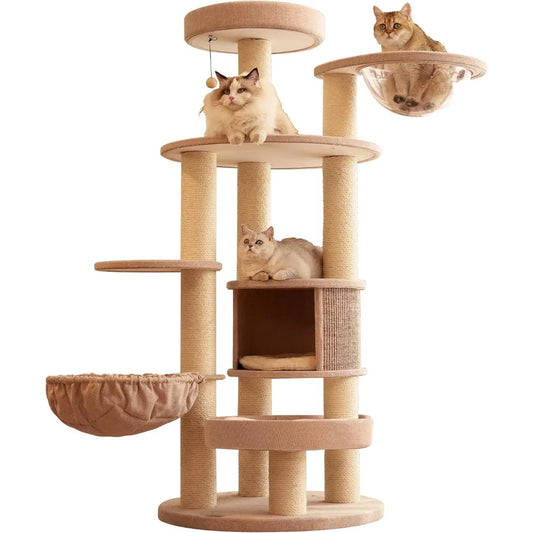 Cat Tree Tower for Indoor Cats Large Adult 20 lbs, XXL Heavy Duty Luxury Sturd, 65 Inches Tall