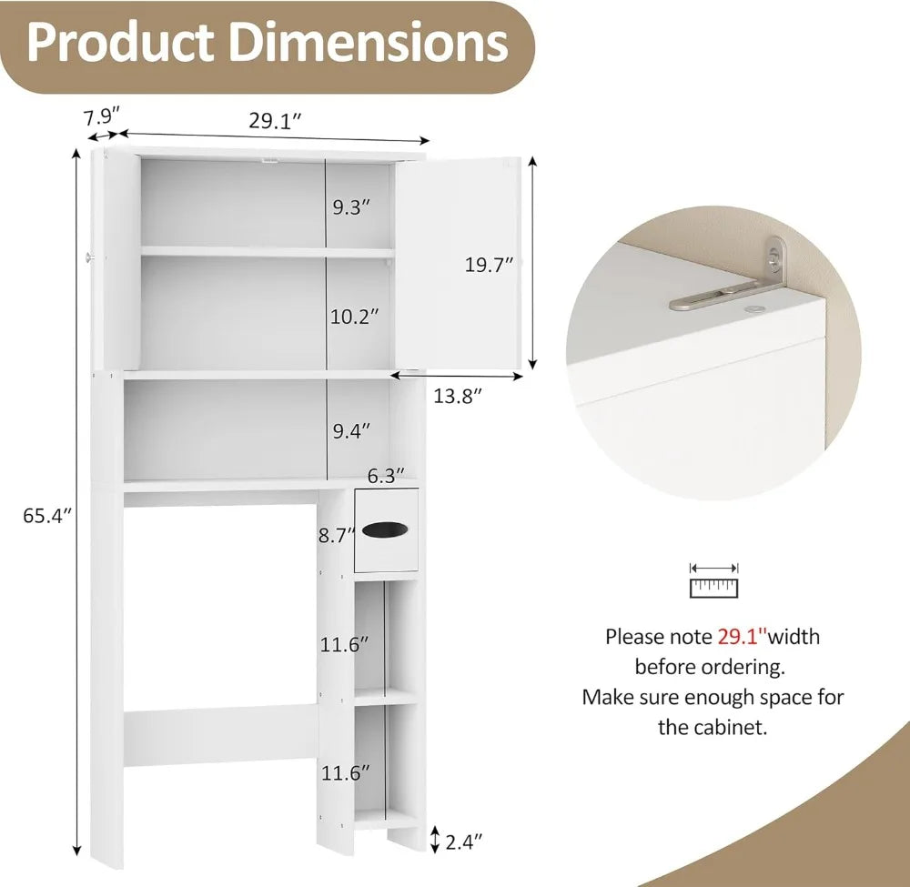 Bathroom Storage Cabinet Over Toilet with Toilet Paper Holder Stand, Freestanding Bathroom Storage Organizer Cabinet Space Saver