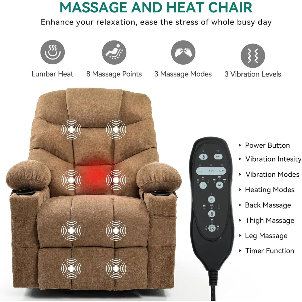 Power Lift Recliner Chair for Elderly with Vibration Massage and Lumbar Heating, Electric Lift Recliner Single Sofa