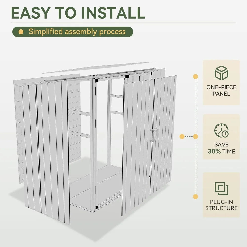 5x3 Ft Plastic Outdoor Storage Shed, Waterproof Container-style Storage House with Floor and Lockable Door