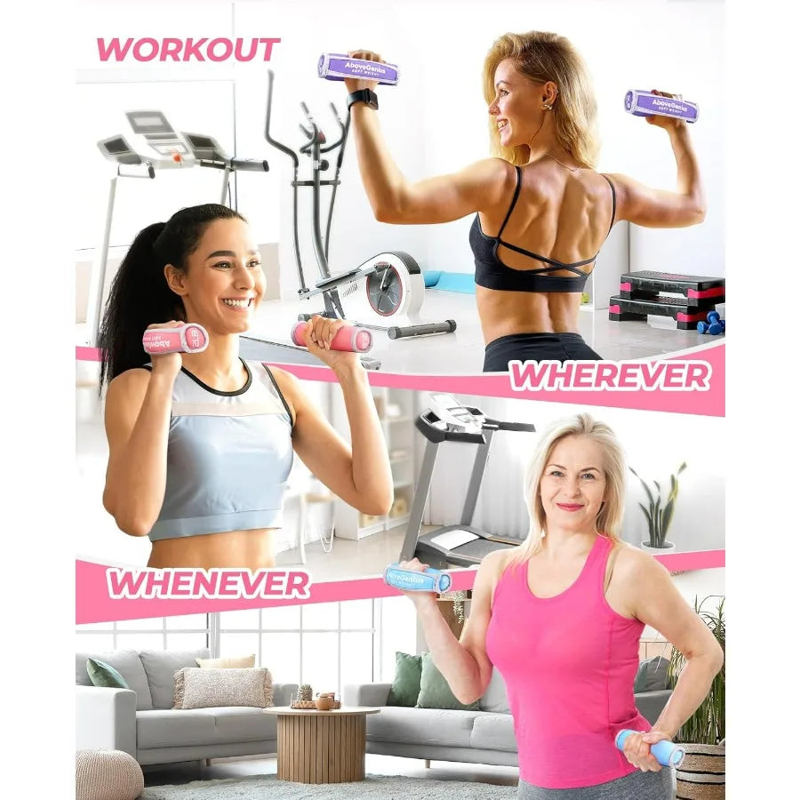 Hand Weights for Women Men, Soft Dumbbells Set of 6(1lb 2lb 3lb Each Pack) for Dumbbell Walking Weight Sets with Hand Strap, Pin