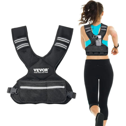 Adjustable Weighted Vest, 11-20lb Weight Vest with 6 Ironsand Weights and Reflective Stripe, Workout Equipment for Strength Trai