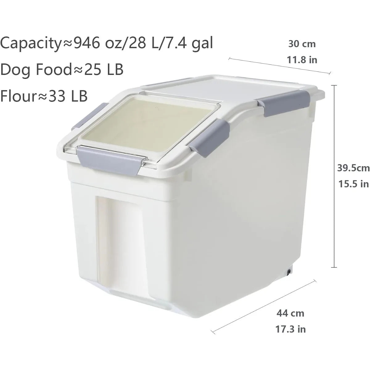 LISM 2-Pack Dog Food Storage Container with Scoop,25 LB Large Airtight Bin for Dry Food,Treats & Kitchen Pantry,Pet & Baking Use