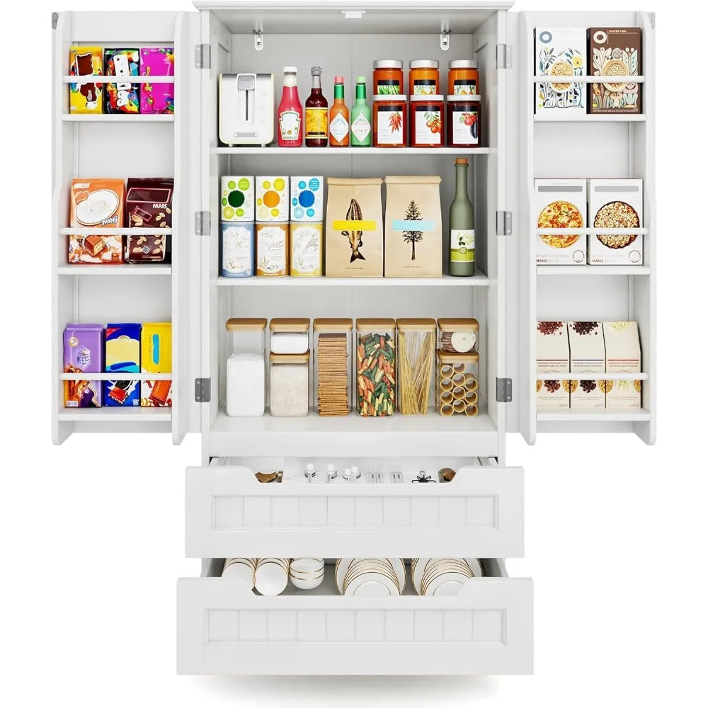 Kitchen Pantry Storage Cabinet with Drawers Freestanding Bathroom Storage Cabinets with Doors and Shelves, 47" Small Food