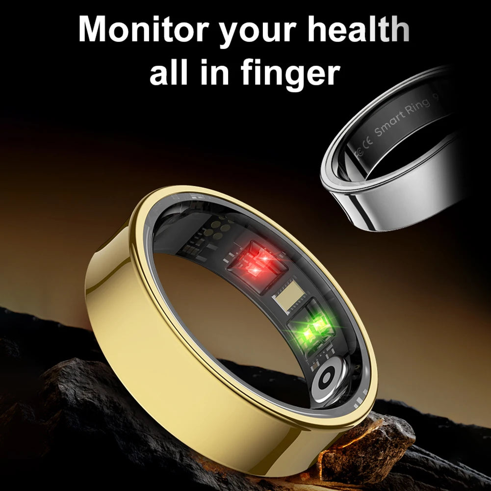 R09 Smart Ring 5ATM Waterproof Temperature Sport Health Ring Heart Rate Blood Oxygen Sleep Monitor w/ Charging Case Smartring