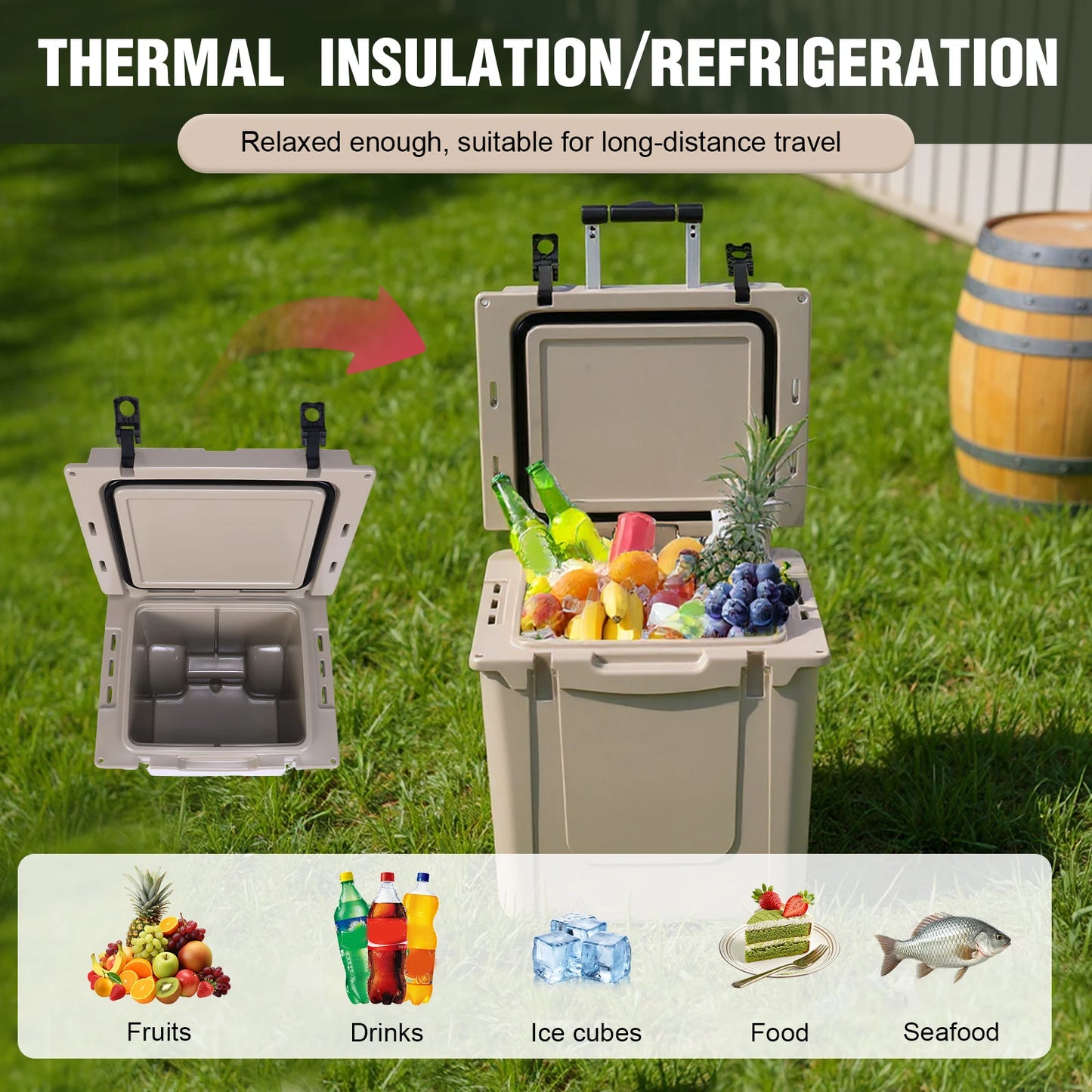 5L Insulated Hard Cooler with Portable Handles/Leak-Proof Tight Latches Insulated Hard Shell Ice Chest for Beach Camping Fishing