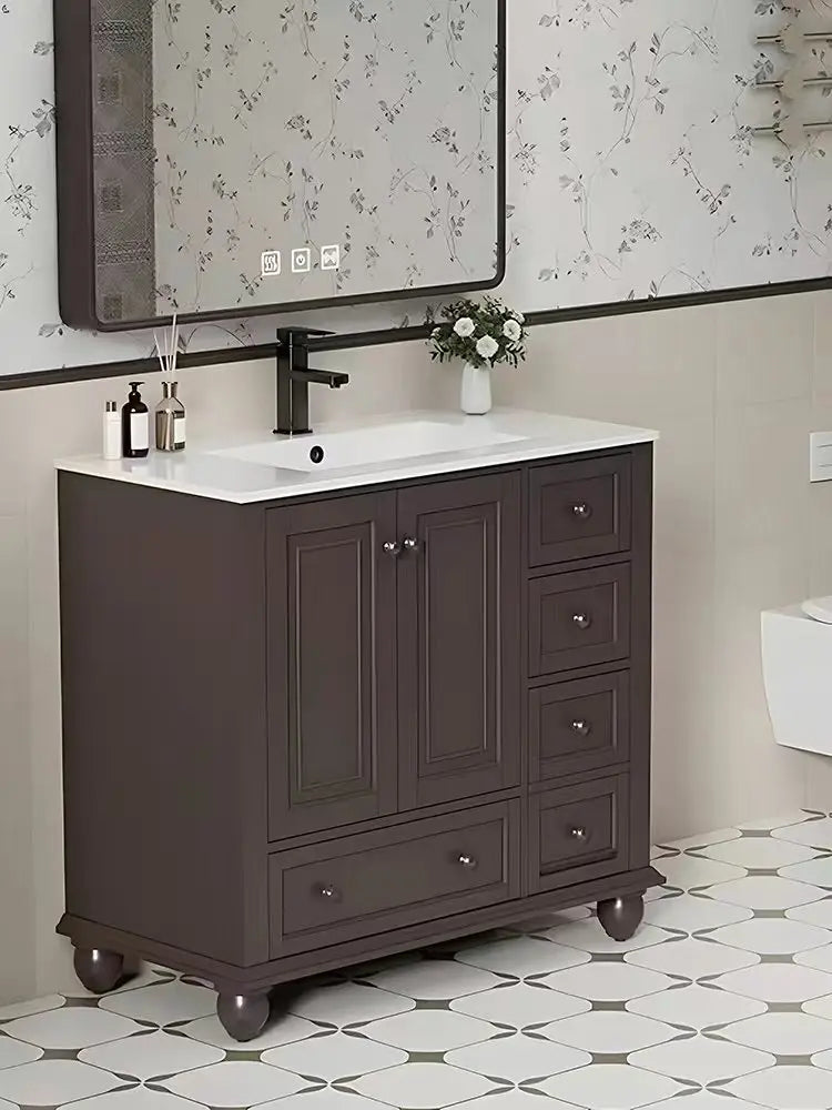 Free Shipping 18" 24" 30" 36" 48" Floor Mounted Modern Classics Shake Bathroom Vanity Storage Wash Cabine with Ceramic Basin