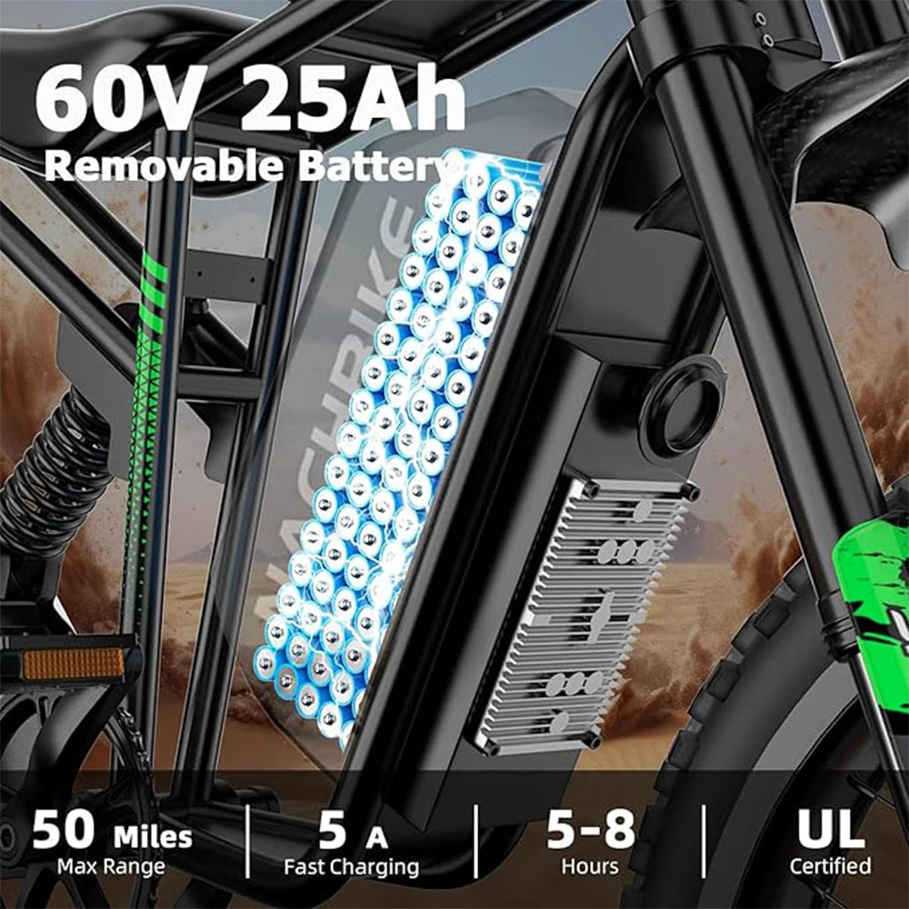 R1 Electric Dirt Bike for Adults Peak 4000W brushless Motor 40 MPH Speed Dirtbike 50 Miles Range Ebike with 60V 25Ah Battery