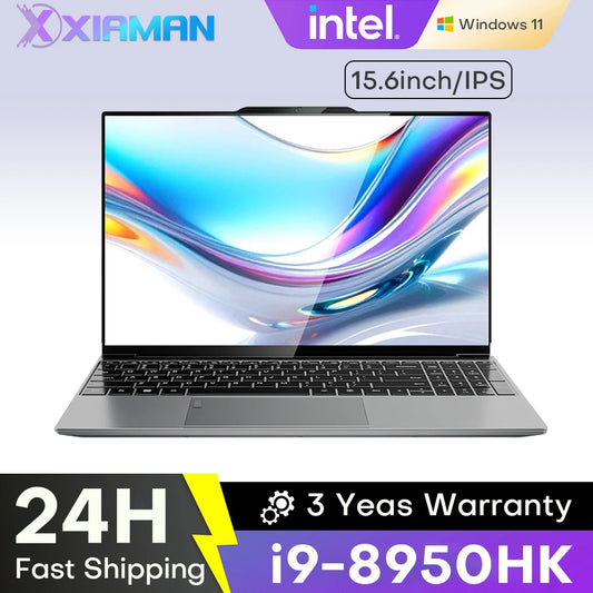 Xiaman 15.6" Portable Gaming Laptop Computer Intel Core i9 10980HK Gamer PC 16GB RAM 1TB SSD Windows 11 Office Study Notebook PC