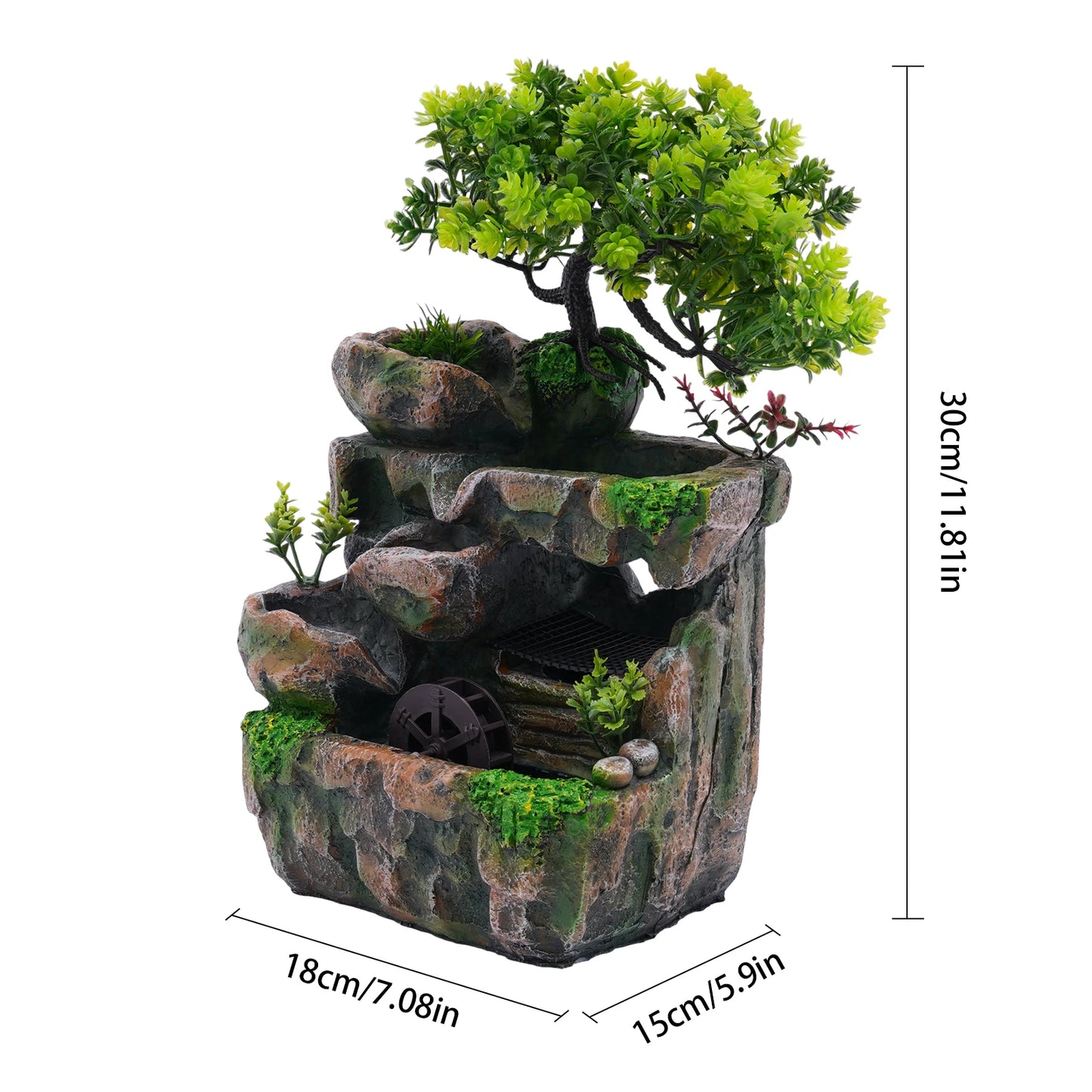 Waterfall LED Tabletop Fountain Home Decor Flowing Fountain with Gentle Flow Sound,Easy Setup for Office & Home Christmas Gift