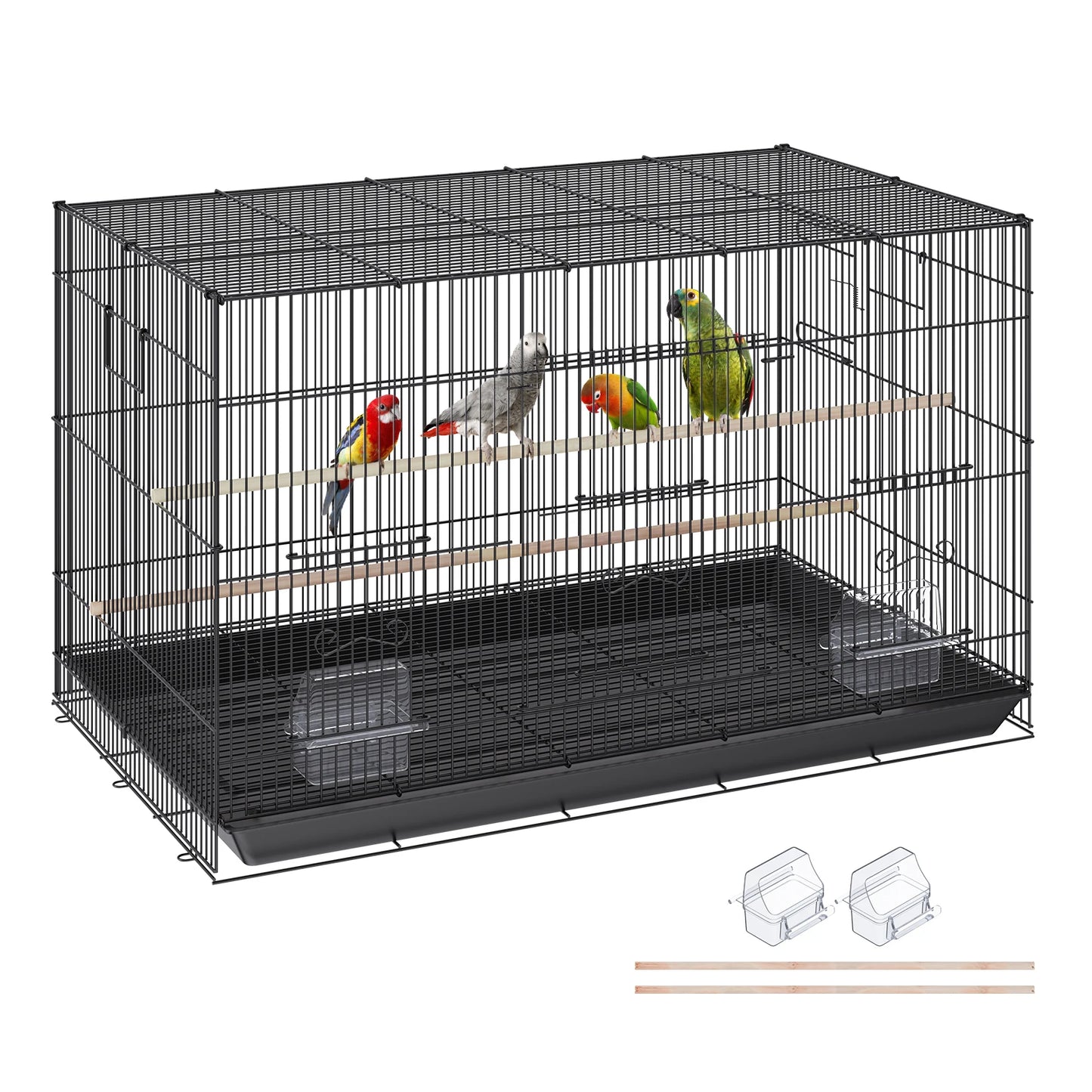 SucceBuy 30inch Pet Bird Cage Metal Large Parakeet Cages with Rolling Stand Tray for Cockatiels Parrot Budgies Lovebird Canaries