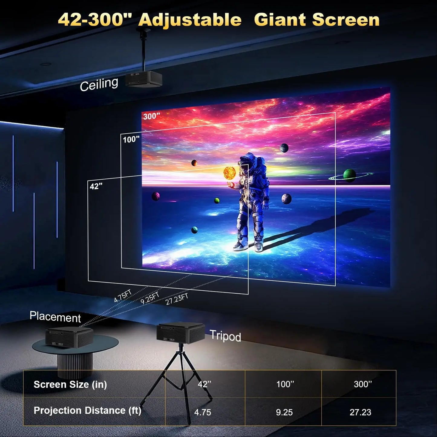 DESS Projector 4k Auto Focus Voice Control Home Theater Video Android Full Hd Smart Projector with Netflix & Google TV Projector