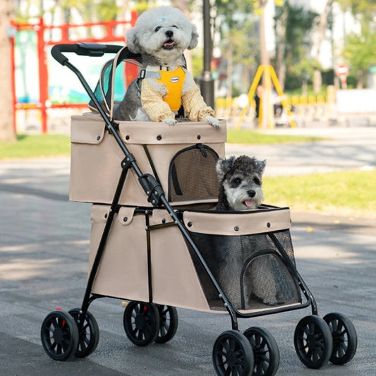 Portable Double Layer Pet Cart Lightweight Foldable Dog Cat Bags Small Pet Outdoor Cart Breathable Pet Dog Carriers Supplies