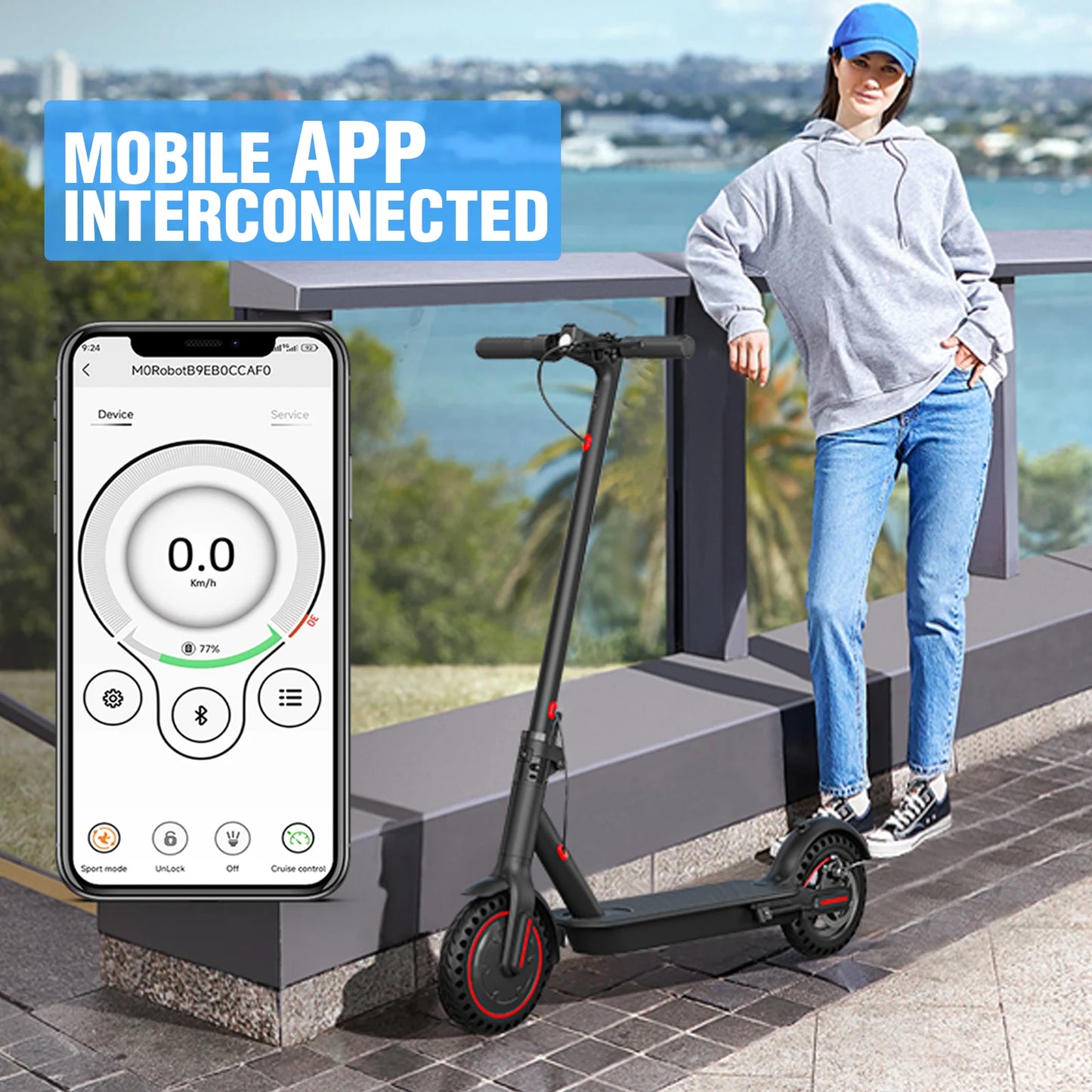 Lightweight Commuter Electric Scooter for Adults, Explosion-proof Tires, Dual Brake System, APP Support E-scooter